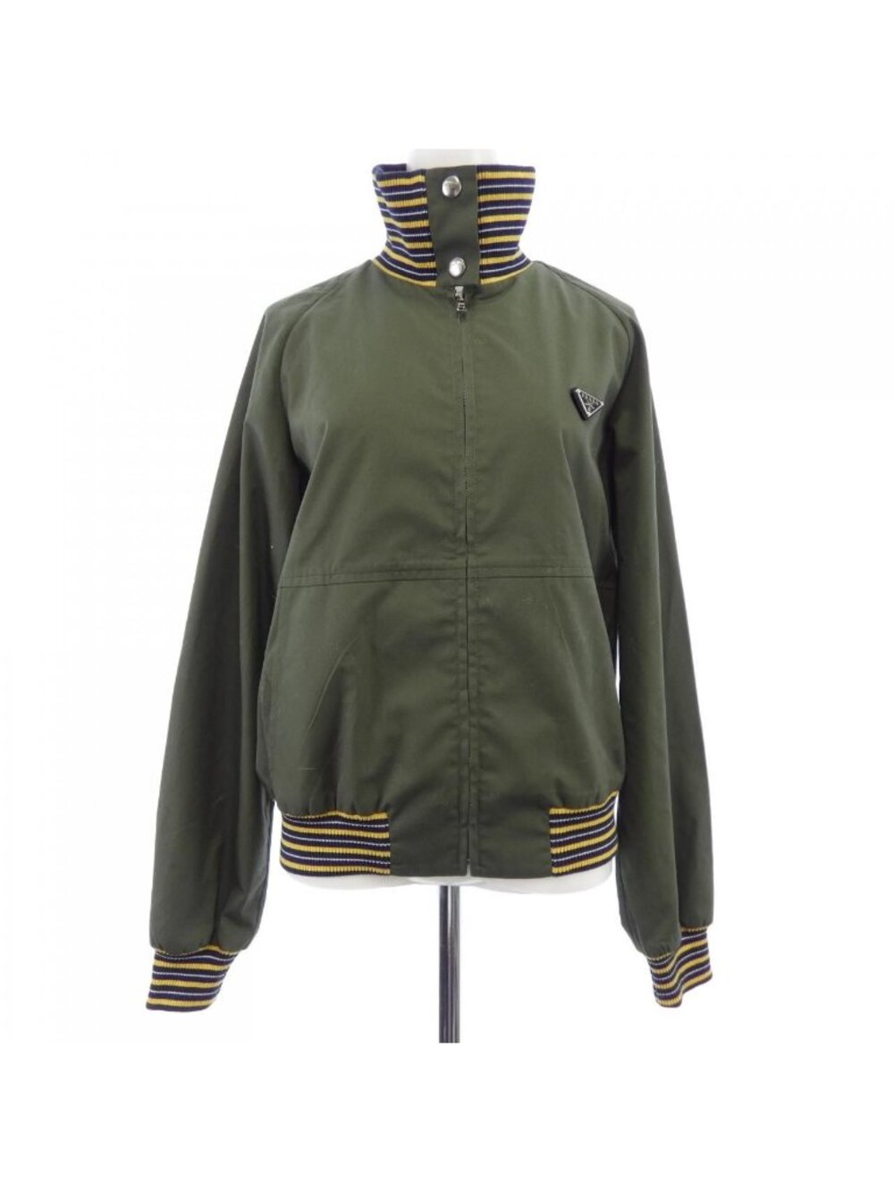 Prada Triangle Logo Poplin Turtleneck Jacket